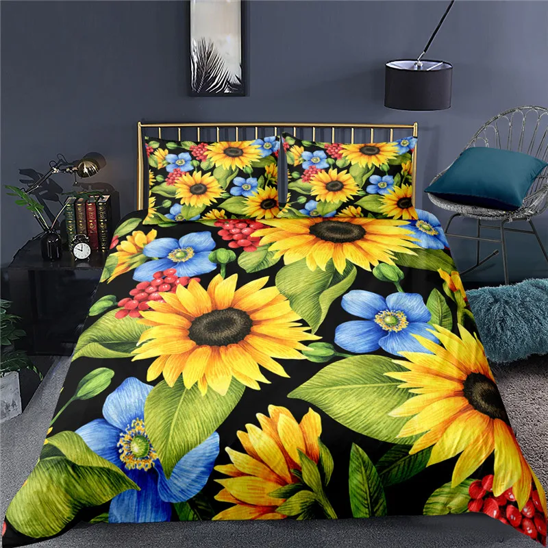 

Luxury 3D Sunflower Print Home Living Comfortable Duvet Cover Set Pillowcase Kids Bedding Set Queen and King EU/US/AU/UK Size