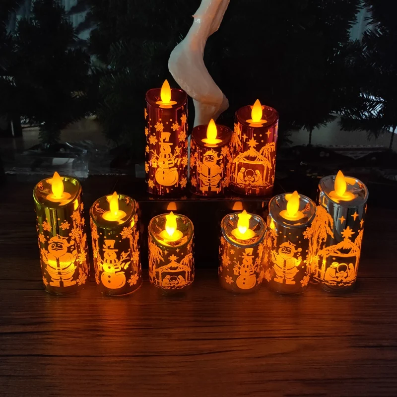 

Santa Claus Small Candlestick Creative Christmas Simulation Small Candle Wind Light Carving Christmas DecorationsCM