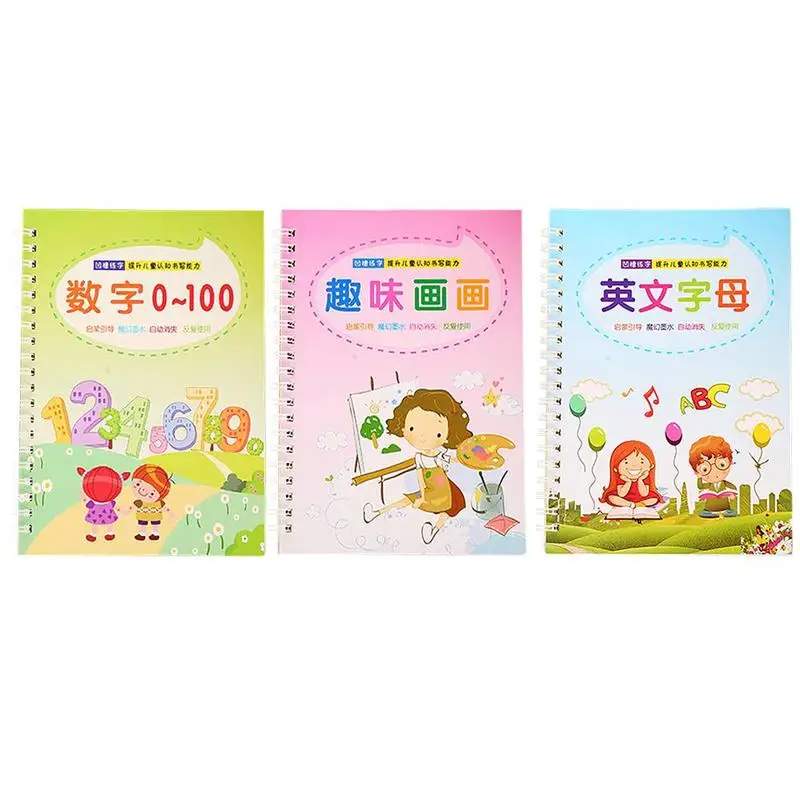 

Reusable English&Chinese Copybook Drawing Toy Hand Writing Groove English Auto Fades Educational Toys For Children Preschool