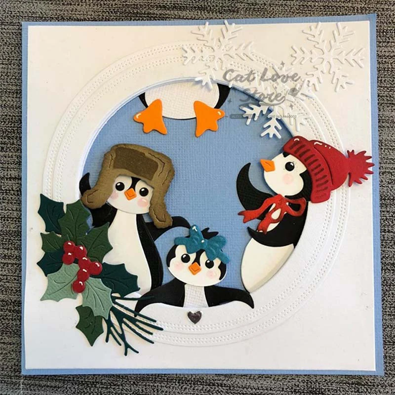 펭귄 동물 금속 절단 다이, 스크랩북 스텐실 다이 컷 카드 만들기 DIY 장식 공예 엠보싱 2019 년 새로운 다이