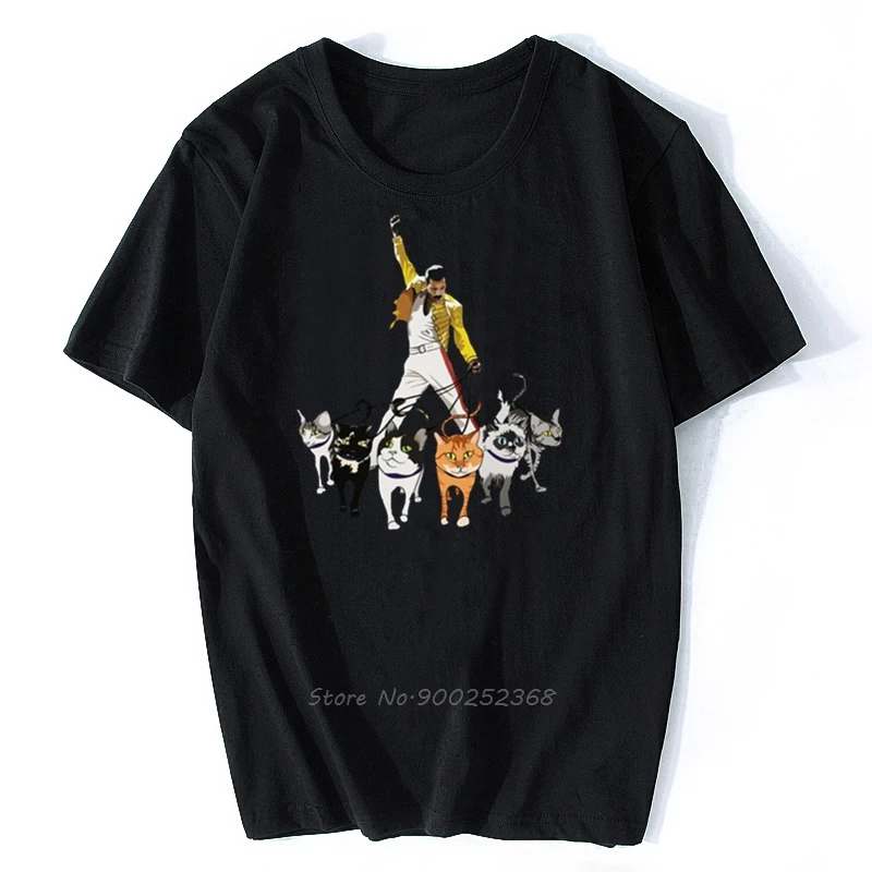 Freddie Mercury With His Cats Funny Men's Short Sleeve T Shirt