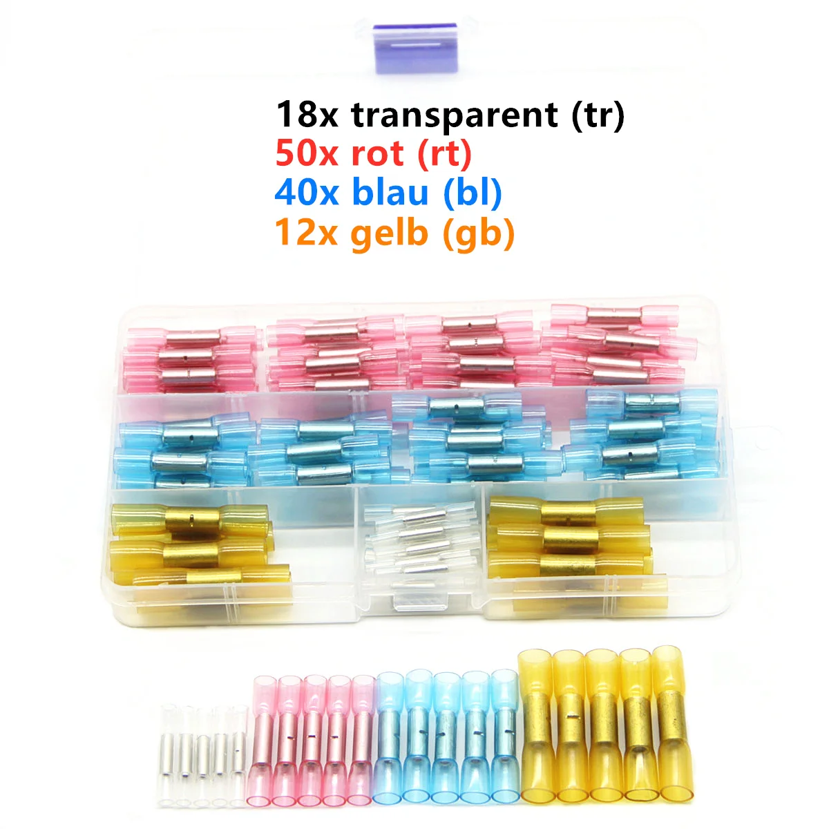 

120PCS 26-10AWG Waterproof Insulated Heat Shrink Wire Crimp Terminals Butt Splice Wire Connectors Kit Assortment