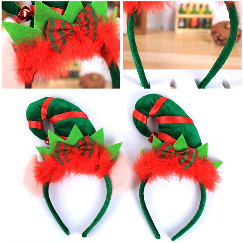 1pc Christmas Headband Red Feather Xmas Hair Band Clasp Headwear Head Hoop Party Elf Hairband Headhoop Christmas Gift
