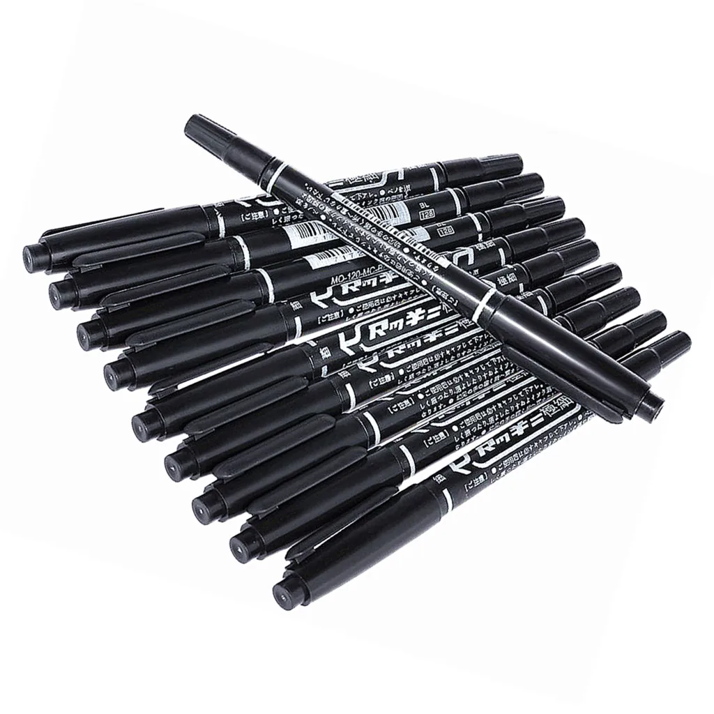 10pcs Style Feutre Marqueur Peau Pen Noir à Double Extrémités pour Tatouage Tatouer Art Corp