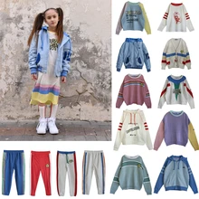 Комплекты детской одежды; Новинка г.; осенний свитер для маленьких мальчиков и девочек с вышивкой; штаны; свитер; одежда для детей; хлопковые спортивные костюмы