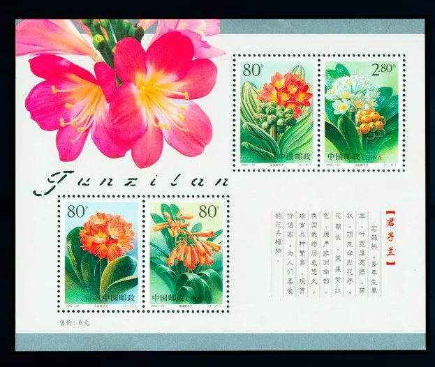 Clivia 2000-24 м Китай сувенирные листы почтовые марки почтовая коллекция