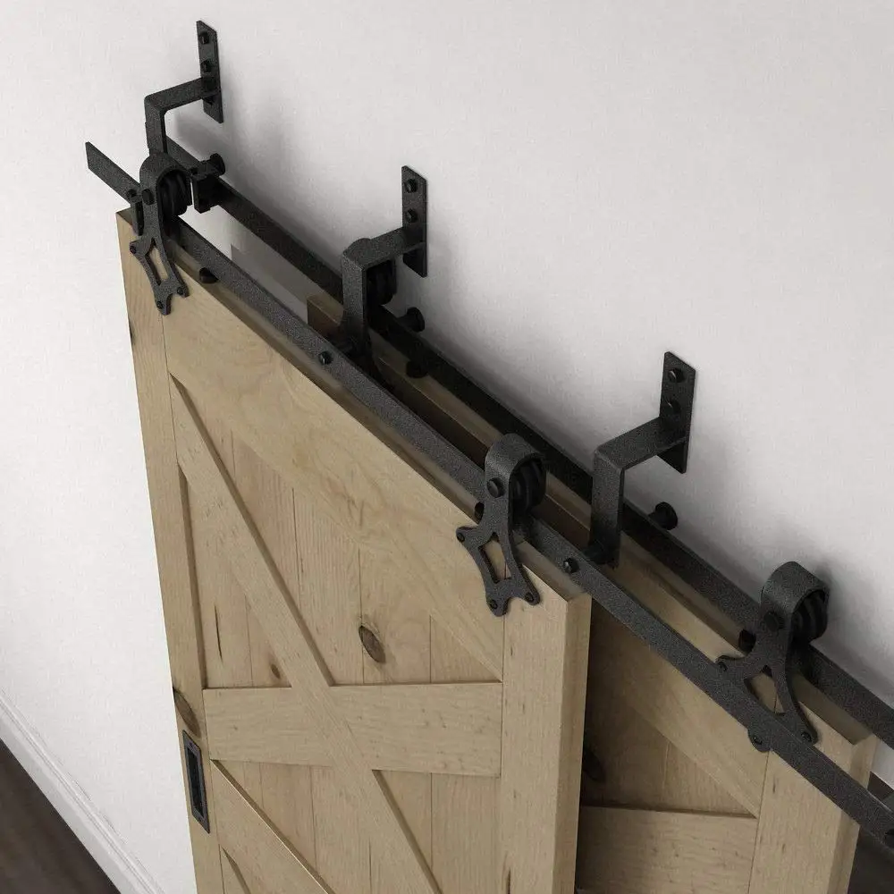 5 шт в упаковке Wall-Mount матовый черный Сталь обходной кронштейн для раздвижные двери сарая Комплектующие дверей
