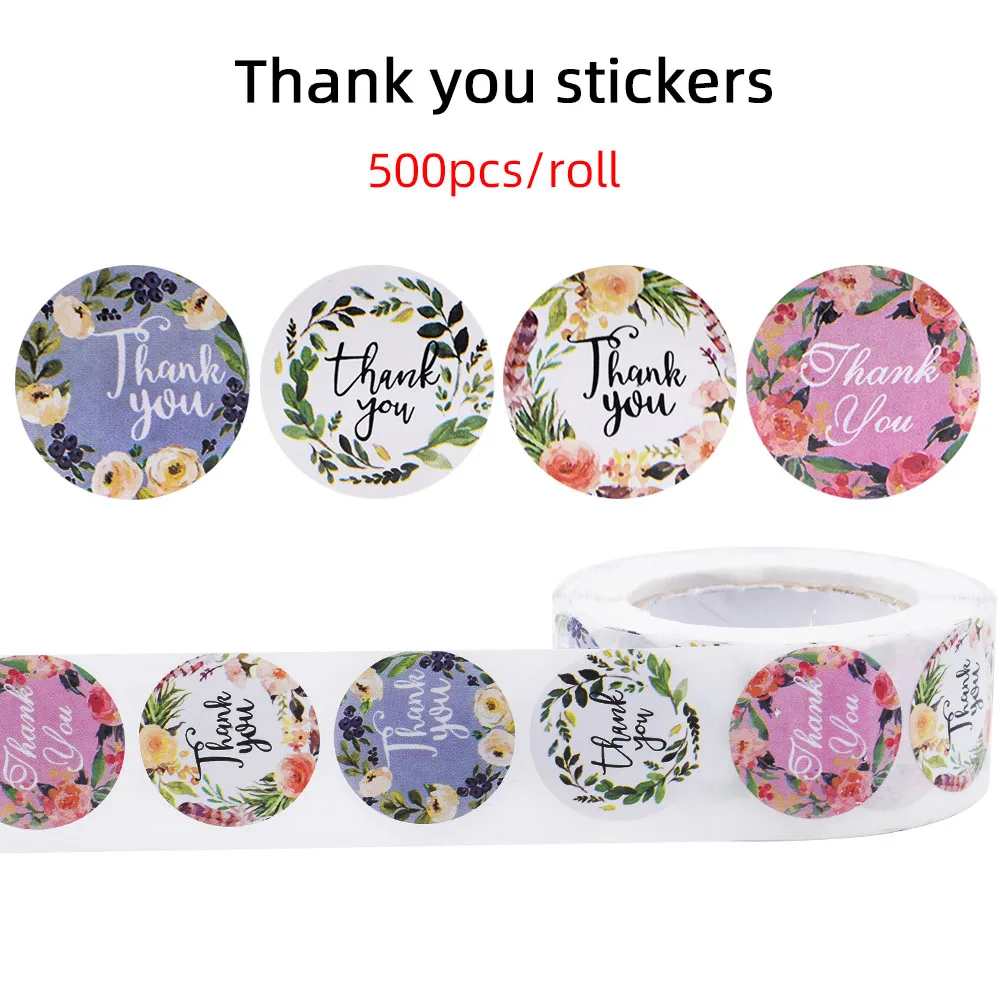 500pcs flower thanks stickers wedding decoration sticker packaging label scrapbook seal stationery |