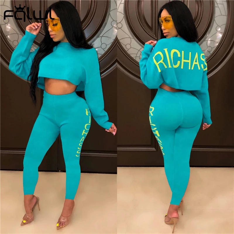 Женский комплект из двух предметов с буквенным принтом FQLWL сексуальный