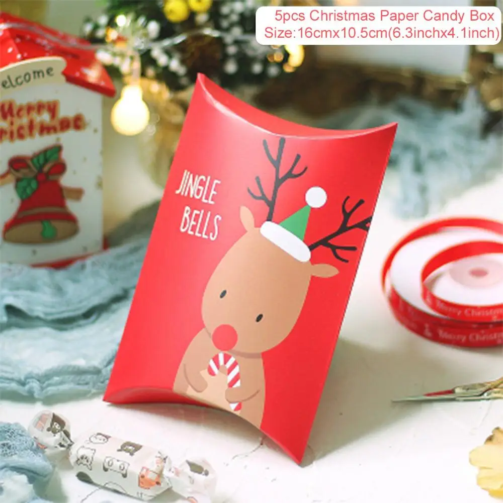 QIFU Рождественский Подарочный пакет, коробка для конфет, крафт-бумажный пакет, коробка для попкорна, бумажные сумки с принтом, сумки для свадьбы, дня рождения, Рождества, вечерние - Цвет: Candy Box 2