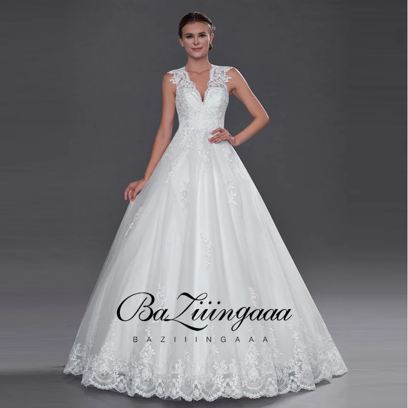 

BAZIIINGAAA 2020 New Luxury Wedding Dress lace beaded plus size wedding dress accept tailor-made