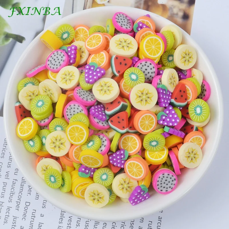 

FXINBA 10g/pack Fimo Fruit Slices For Slime Supplies Clay Sprinkles Artificial Fruit Slices Slimes Charms Toys DIY Lizun Decor