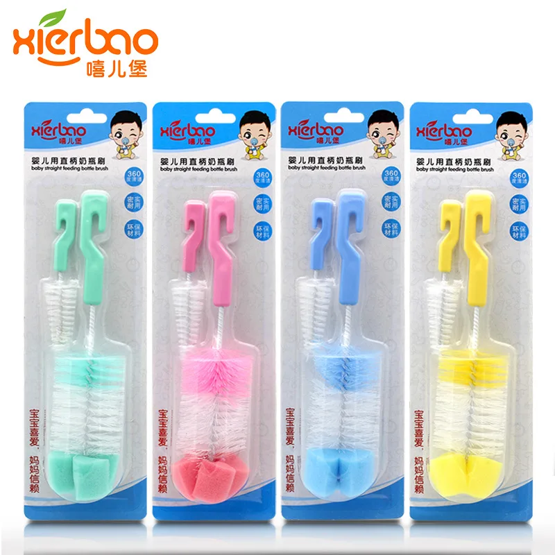 

Xi er Fort Infant Bottle Brush/Nipple Brush Straight Handle with Hook Cleaning Brush Economic Affordable Packaged Combination 91