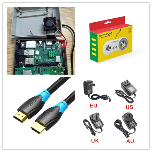 Официальный Retroflag NESPI Чехол комплект с Raspberry PI 3B плата радиатора Вентилятор адаптер питания Собранный уже ретро игровая консоль - Цвет: Kit 2