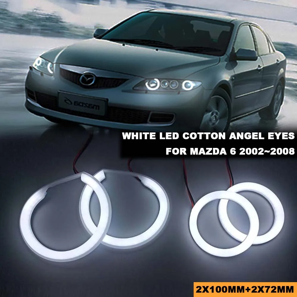 For Mazda 6 2002-2008 White Cotton Light LED Angel Eyes Car Daytime Running Headlights Kit | Автомобили и мотоциклы