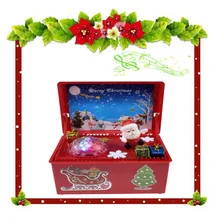Рождественские принадлежности, Рождественская музыкальная шкатулка для девочек, светодиодный красный дизайн, Санта-Клаус, новинка года, для детей, juguete