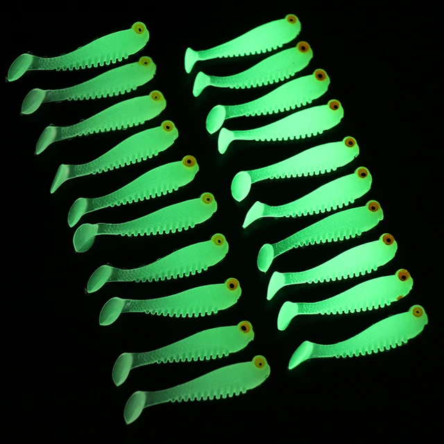 10PCS Luminous Soft Fishing Lure 5cm Artificial Silicone Bait 3D Eyes With Smell Salt Small Fish Fishing Lures