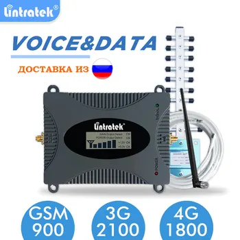 

Lintratek 4g 1800mhz LTE signal booster GSM 900 cellphone signal repeater 3G 2100mhz cellular amplifier yagi antenna kit AGC 9