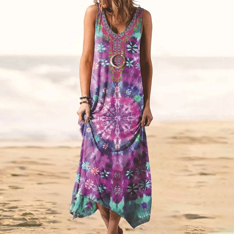 Robe Boho imprimée sans manches grande taille 2