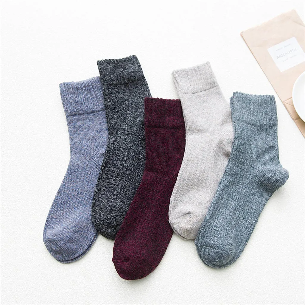 5 пар, одноцветные женские толстые шерстяные вязаные носки, высокое качество, Осень-зима, ребристый Топ, рисовые, повседневные, цветные, мягкие женские носки