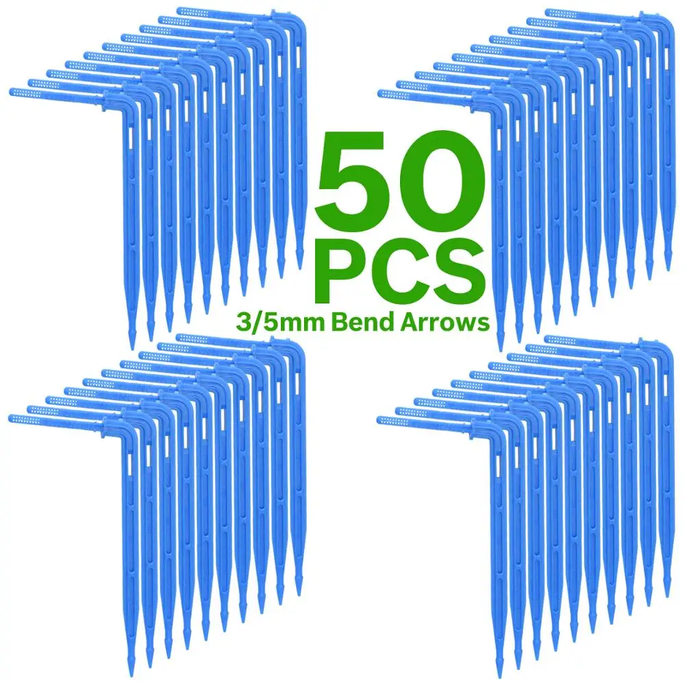 Greenhouse Garden 50PCS Bend Drip Arrow Dripper Micro Drip Irrigation Kit Emitter fit 3/5mm Hose Watering Saving Dripper Flowers 6