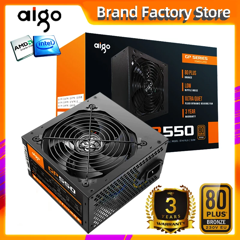 Блок питания Aigo gp550 max для настольного ПК 750 Вт PSU PFC тихий вентилятор ATX 24 контакта 12