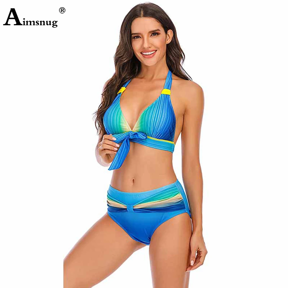 Las mujeres, juegos de Bikini cabestro de gran tamaño de baño Sexy mujer Push Up dos piezas de baño 2021 trajes de baño con Patchwork de talla grande S 5XL|Bodis|