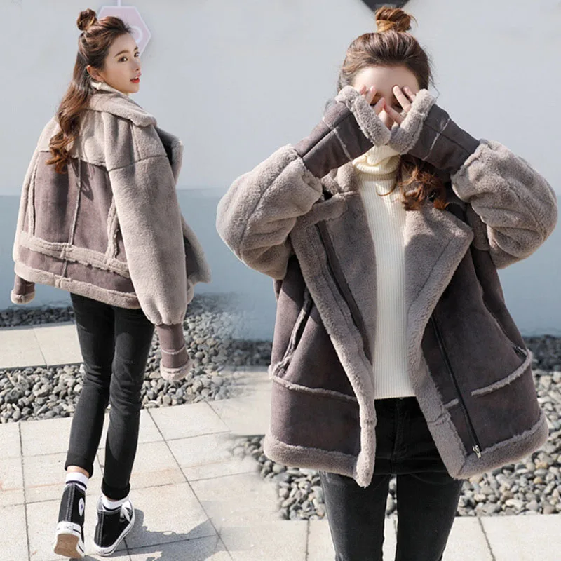 Bella philosophy Женская куртка мотоциклетная одежда женская зимняя овечья шерсть утепленная короткая куртка новая Корейская куртка