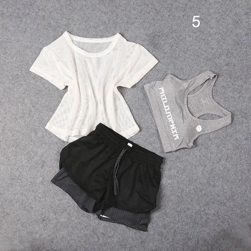 5 Комплект из 3 предметов, Женский костюм для йоги, одежда для фитнеса, спортивная одежда для женщин, спортивная одежда для тренировок, спортивный костюм для бега, комплекты для йоги - Цвет: 5