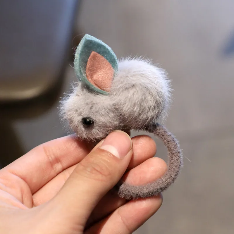 Модные милые меховой помпон шпильки для волос с кроликами Hairring однотонные Пасхальный кролик Заколки для волос принцессы Головные уборы аксессуары для волос - Цвет: 4 ring gray