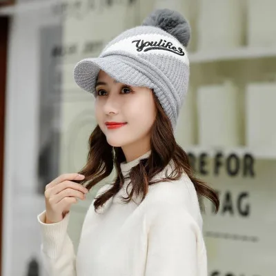 Шапки Skullies, зимняя шапка, комплект, шарф для девочек, шапки Gorras, вязаная шапка, женская теплая шапка, шапки для женщин, шапочки, шапки - Цвет: Single cap gray