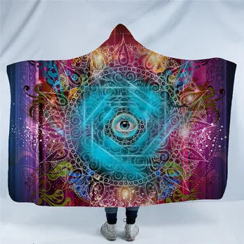 

Aggcual Mandala Hooded Blanket for Adult kids print Wearable Fleece Wearable winter Nordic Throw Blanket Microfiber Bedding soft