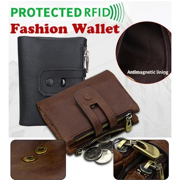 

Leather Men's Wallet Anti-Theft Protected FRID Full-grain Women's Leather Casual Wallet