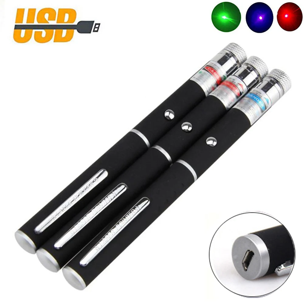 Зеленая лазерная указка 532нм Встроенная перезаряжаемая батарея USB зарядка для