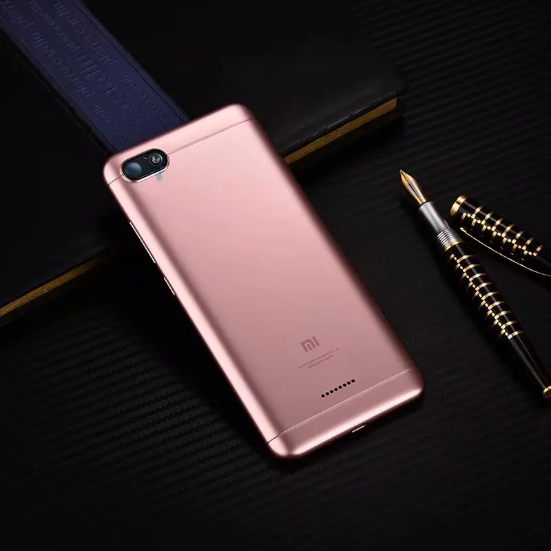 Redmi6A чехол на заднюю крышку для Xiaomi Redmi 6A пластик задняя дверь ремонт батарея чехол+ кнопки камера Стекло - Цвет: Розовый