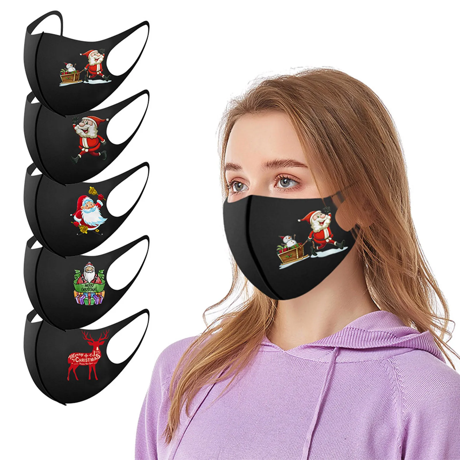 

1pc Adult 2021 Happy New Year Christmas Mouth Mask for Protection Washable Earloop Mask Bandage MÃ¡scara para adultos mascarillas