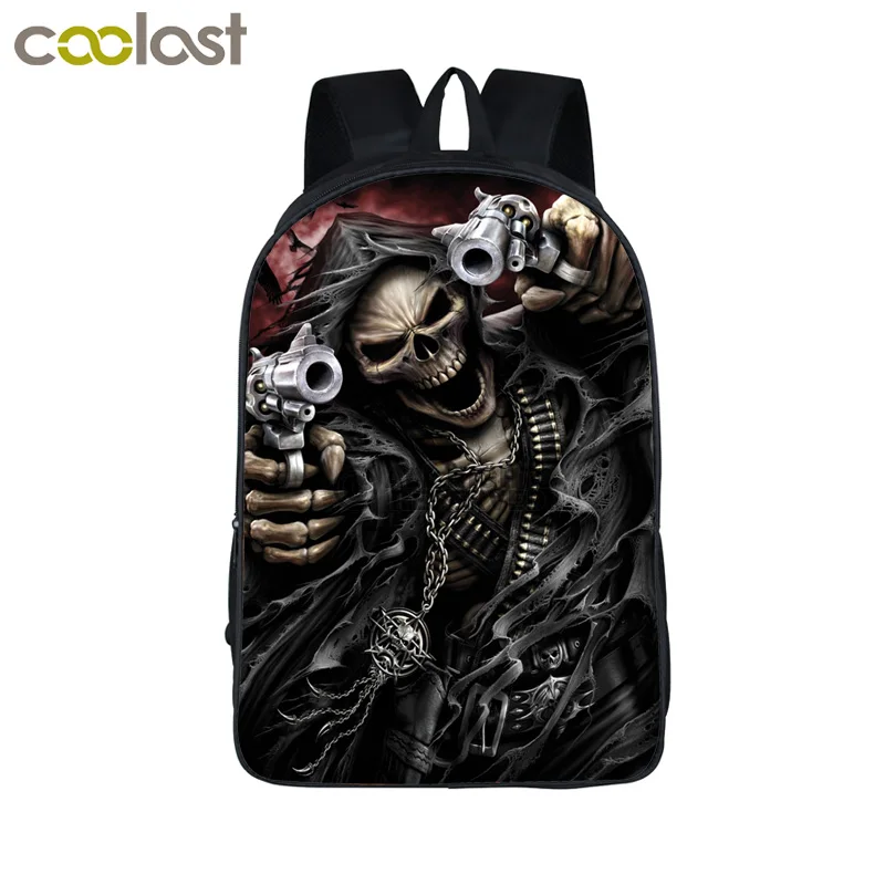 Крутой рюкзак Grim Reaper для мужчин и женщин, рюкзак Azrael Skull, рюкзак для детей, школьные сумки для подростков, девочек, мальчиков, рок рюкзаки - Цвет: 16KL24