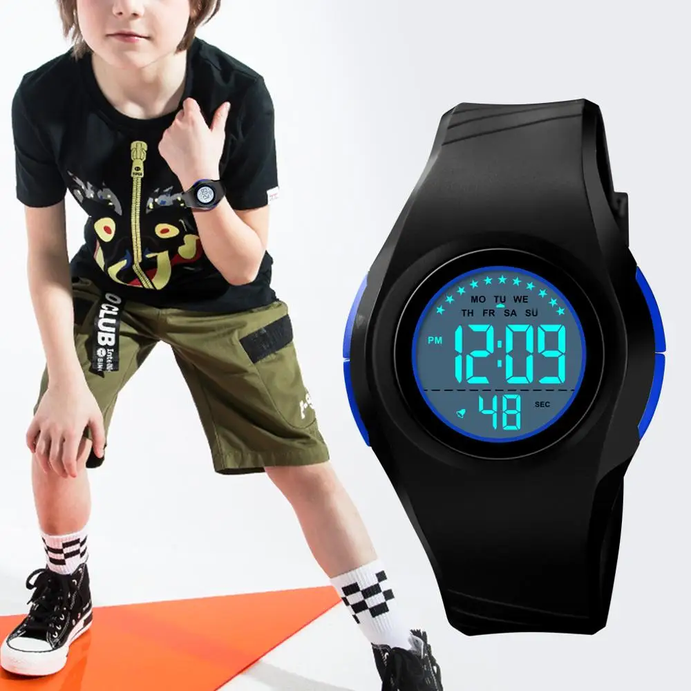 SKMEI Детский светодиодный цифровой часы светящийся будильник детские спортивные часы 50 м водонепроницаемые наручные часы для мальчиков и девочек Montre pour enfants