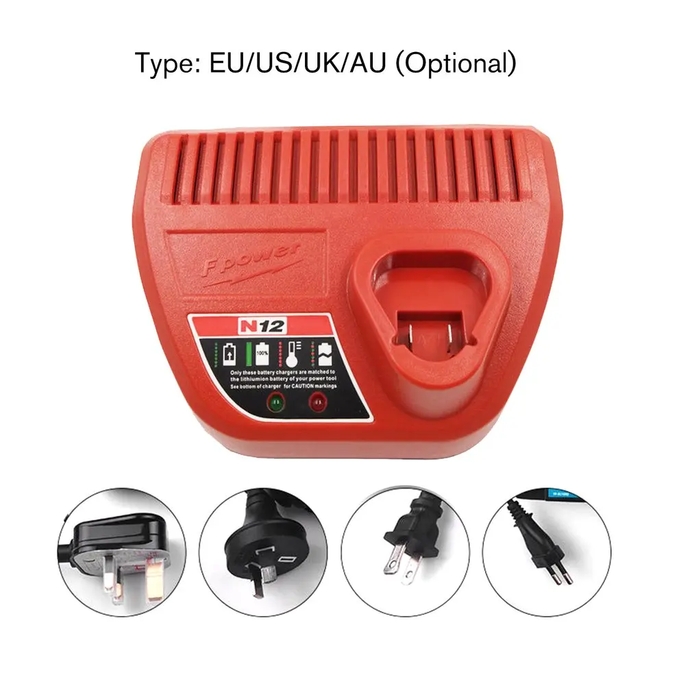 

10.8V 12V Li-Ion Replacement Battery Charger for M12 Milwaukee 48-11-2401 48-11-2402 C12 B C12 BX Lithium-Ion Battery
