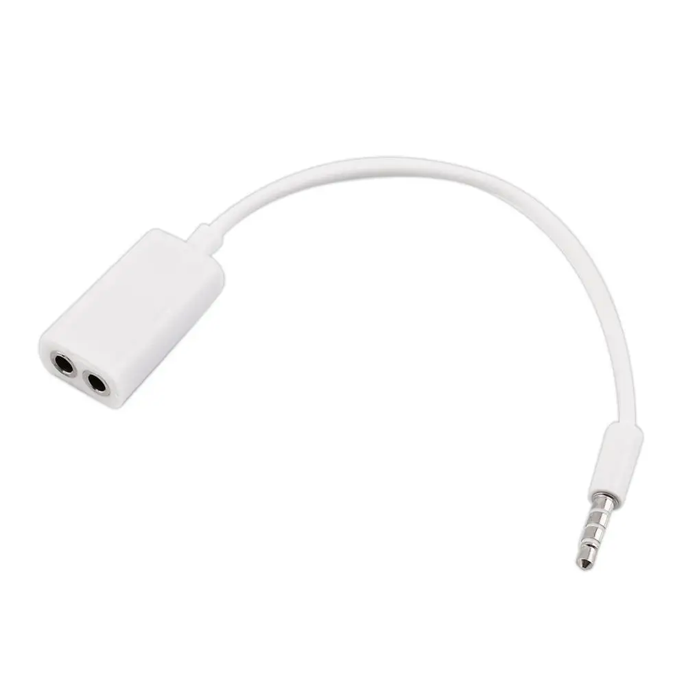 Белый 3.5 mm Jack 1 Male To 2 Female Audio Headphone Headset Earphone Splitter Cable Compact Flexible Portable Drop Ship - Цвет: Белый