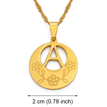 

Anniyo (2cm Pendant) A-Z Letter Pendant Necklaces Gold Color Charm Alphabet Pendant English Flower Initial Jewelry #136221