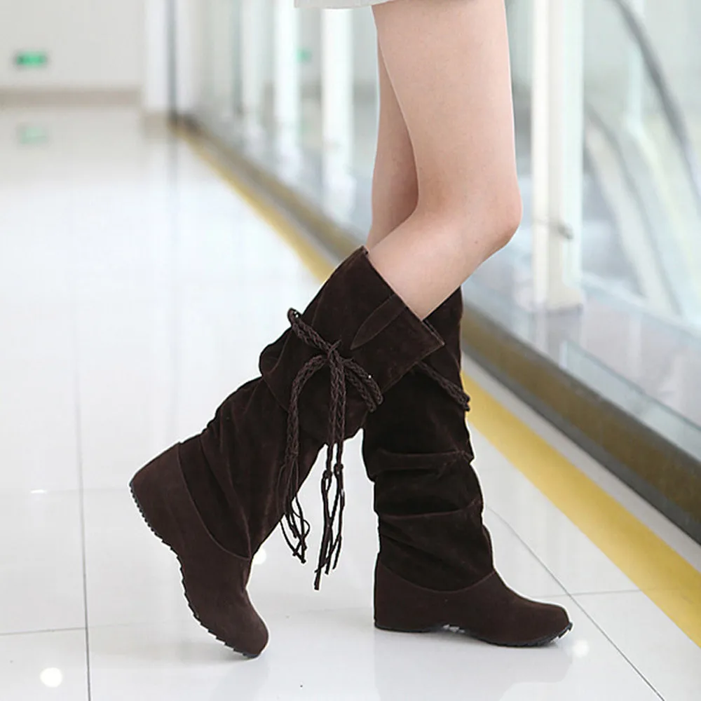 Women Boots Autumn Winter Ladies Fashion Flat Boots Shoes Women Heighten Platforms Thigh High Boot Motorcycle Shoes#830