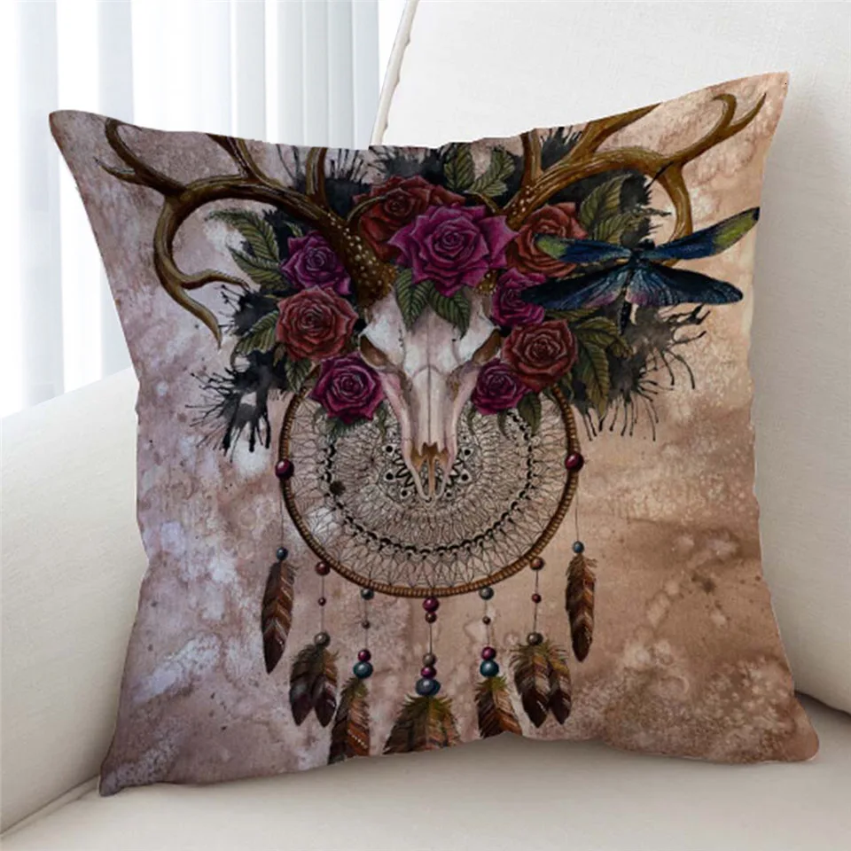 Mystery Skull Dreamcatcher от Sunima-MysteryArt наволочка с розами Наволочки Чехол для подушки с цветочным принтом Готический винтажный Чехол Cojin