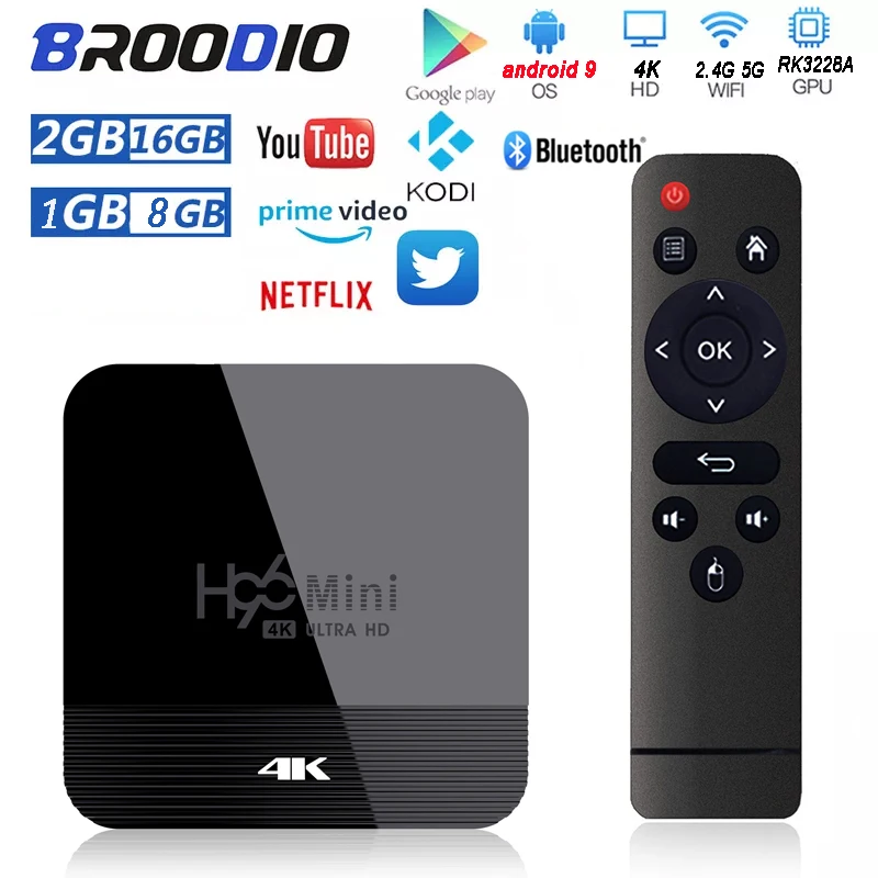 Android 9 0 Смарт ТВ-бокс H96 мини H8 телеприставка Box2GB 16GB RK3228 2 4G/5G Wifi BT4.0 4K ТВ-приставка