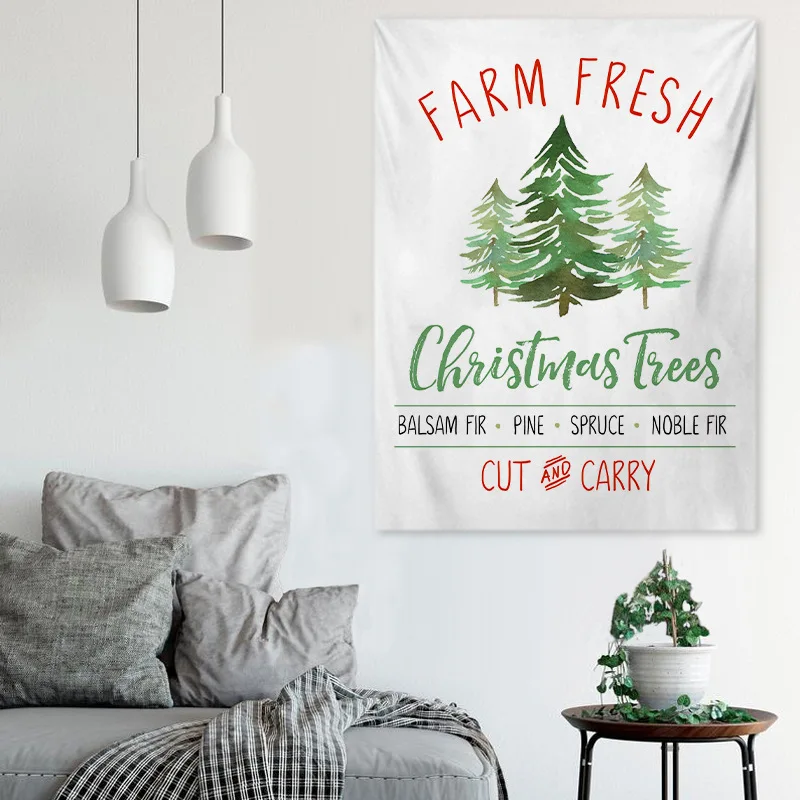 

Tapestry Scandinavian Style Christmas Holiday Party Tree Fabric Door Wall Decoration Room Home Restaurant Photo Background