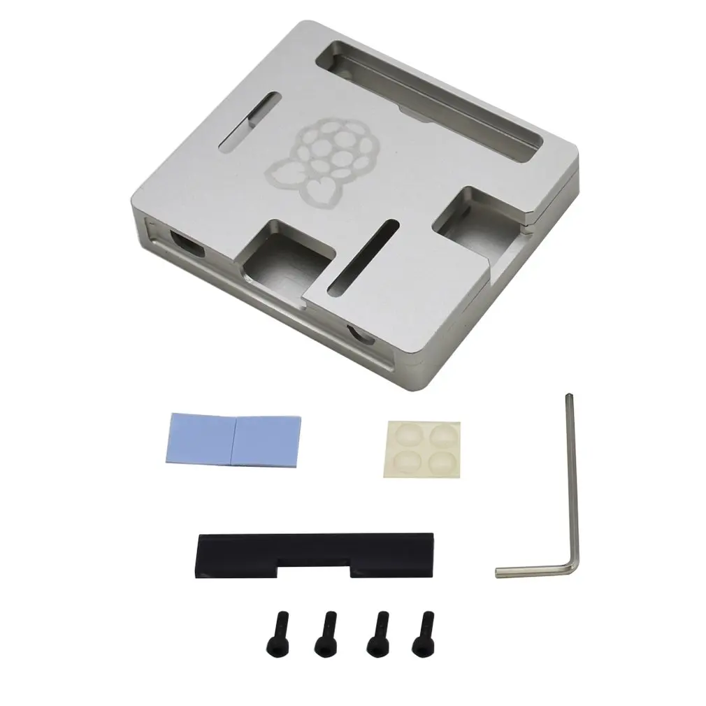 

Aluminum Case CNC Ultra-thin Aluminum Metal Shell Case Double Frequency for RPI Raspberry Pi Model 4A Silver