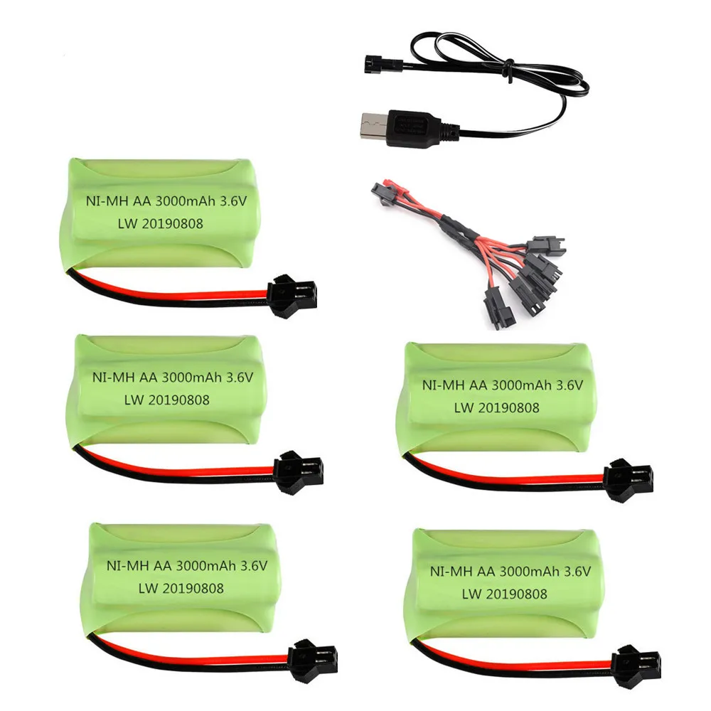 3.6V 3000Mah Ni-Mh Batteria Aa 3.6V Batteria Ricaricabile E Caricatore 3.6V Per Rc Auto Giocattolo Serbatoio Treno Barca Robot Parti Della Pistola
