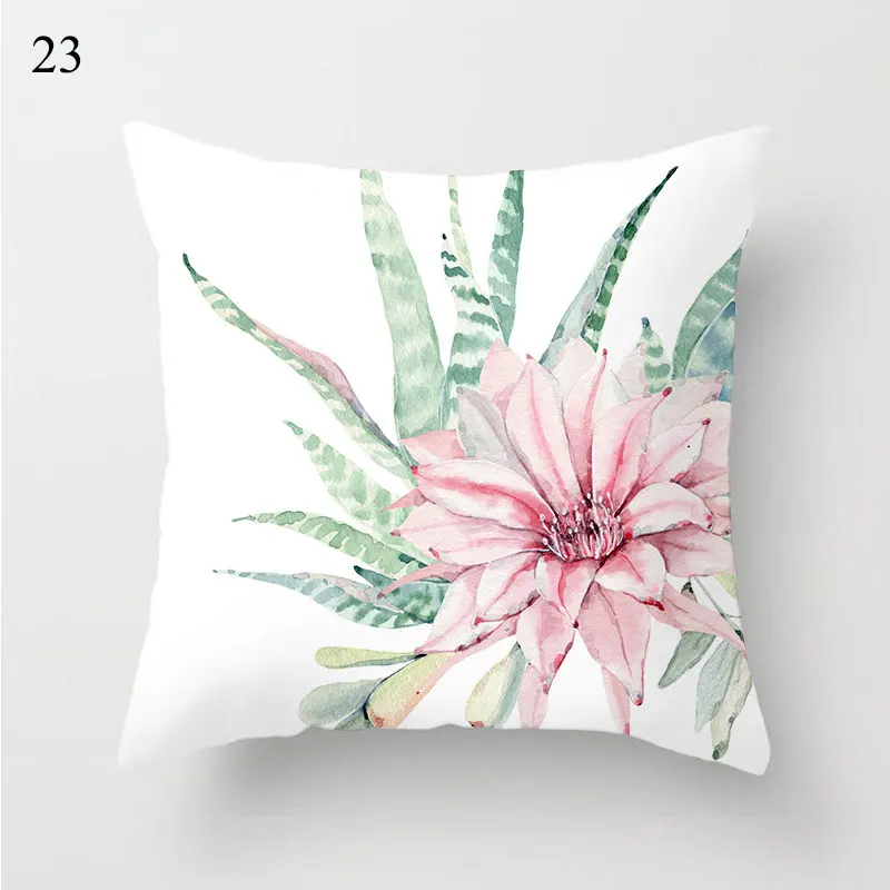 1PC Cactus Floral Print Cushion Cover Polyester Pillow Cases Throw Pillows Sofa Home Decor Pillowcase Decorative Pillow Covers