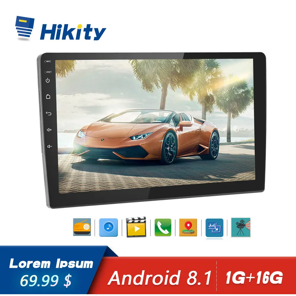 Hikity 2 Din Автомобильный мультимедийный плеер зеркало 9 ''2.5D сенсорный экран закаленное стекло автомобильное радио Bluetooth wifi gps авто для универсального