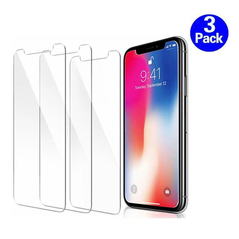 3PCS Screenprotector Tempered Glass for IPhone X XR XS Max 8 7 6 6S Plus 12 11Pro Screen Protector Phone Verre Tremp Coque | Мобильные